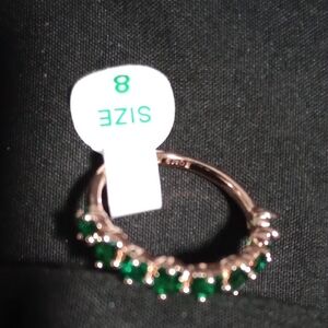 Emerald Green Crystal Hoop Ring - Women Jewelry